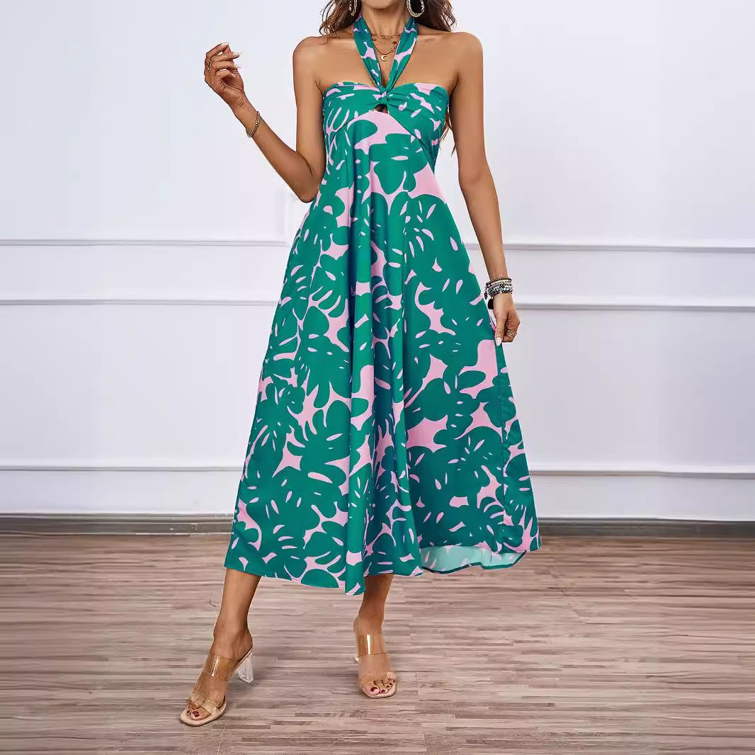 Dame Maxi Kjole med skulderfrit design og blomsterprint Stilla
