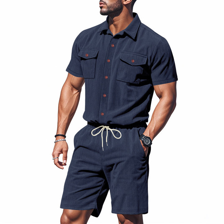Herrer shorts-jakkesæt med struktureret design og praktische lommer Stilla