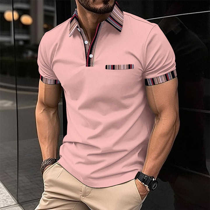 Herrer fritids polo shirt med moderigtige stribekrave og praktisk brystlomme Stilla