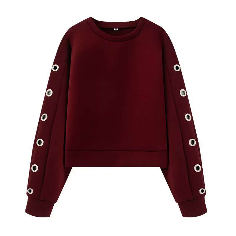 Femme Cropped Sweatshirt med Øjer Detalje Stilla