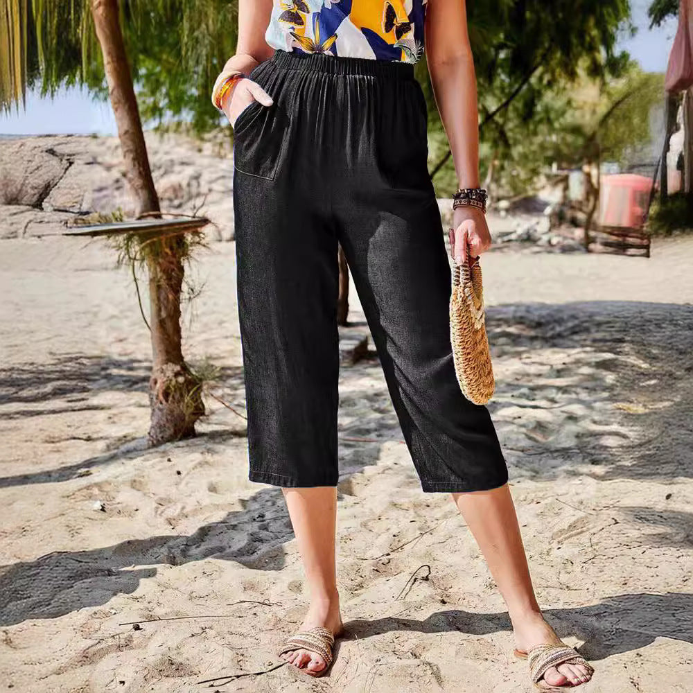 Dame Relaxed Fit Denim Capri-Bukser Stilla