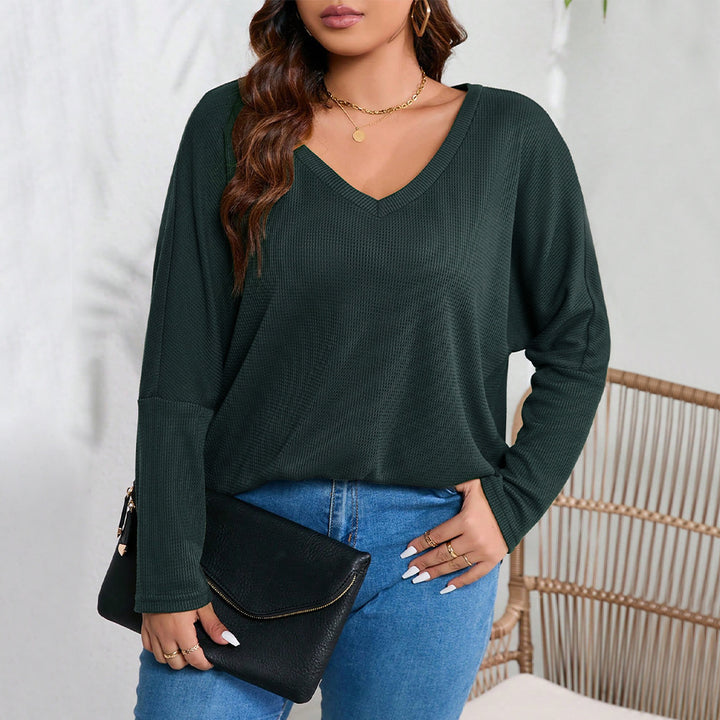 Dame Oversized V-Udskæring Pullover af Vaffelstof Stilla
