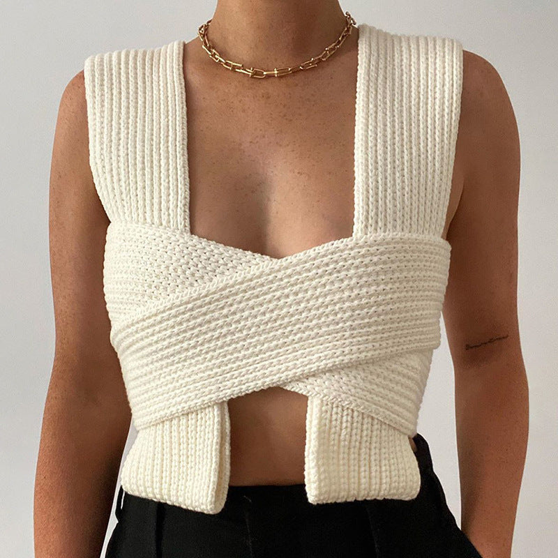 Damer strikket crop-top med raffinerede rygdetaljer Skovae