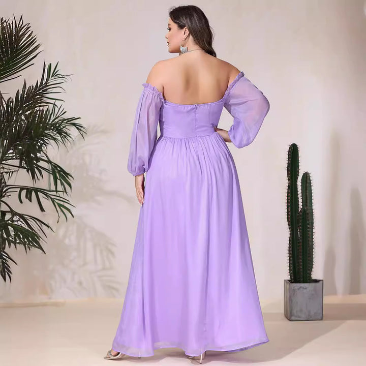 Dame maxikjole med off-shoulder design og flydende stof Stilla