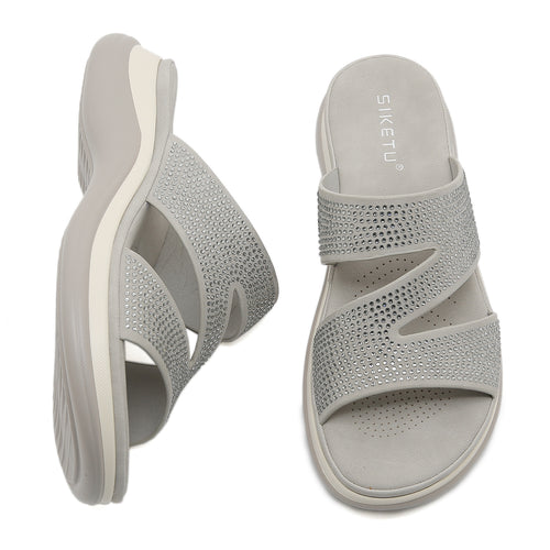 Dame komfortable sandaler med stilfulde glimmerdetaljer og ergonomisk fodseng Stilla
