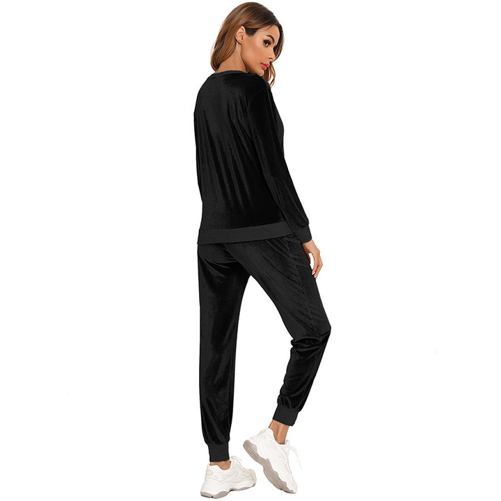 Dame Velours Loungewear-sæt med elastiske manchetter og behagelig pasform Stilla