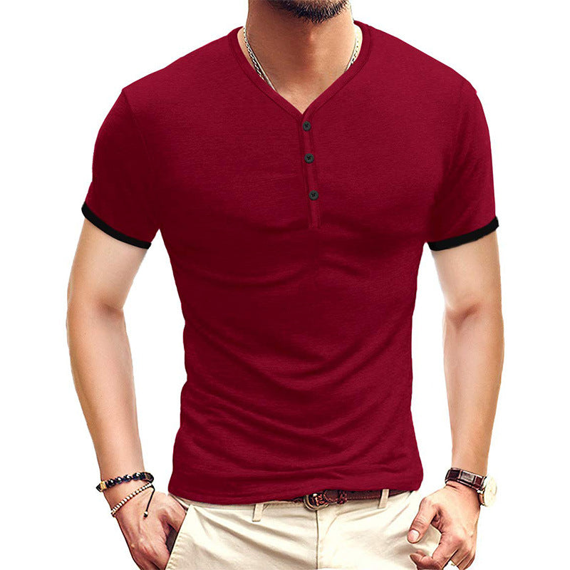 Herrer kortærmet Henley-shirt med kontrasterende accenter Stilla