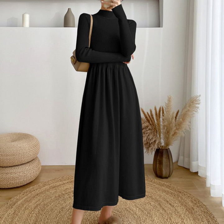 Femme Elegantes Langærmet Strik Maxikjole Stilla