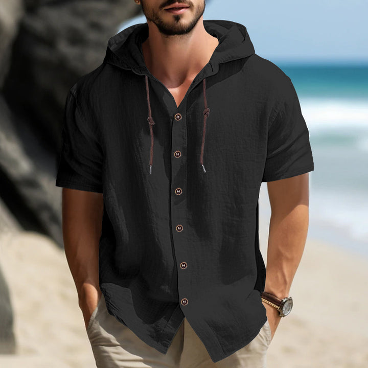 Herrer afslappet hættetrøje med elegant button-down design Stilla