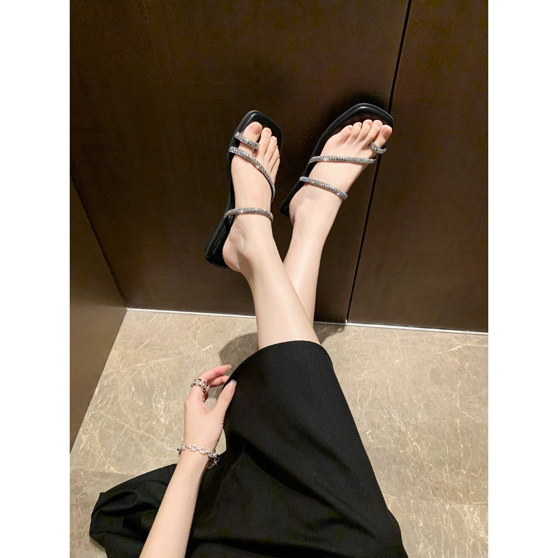 Dame elegante remsandaler med strassaccenter Stilla