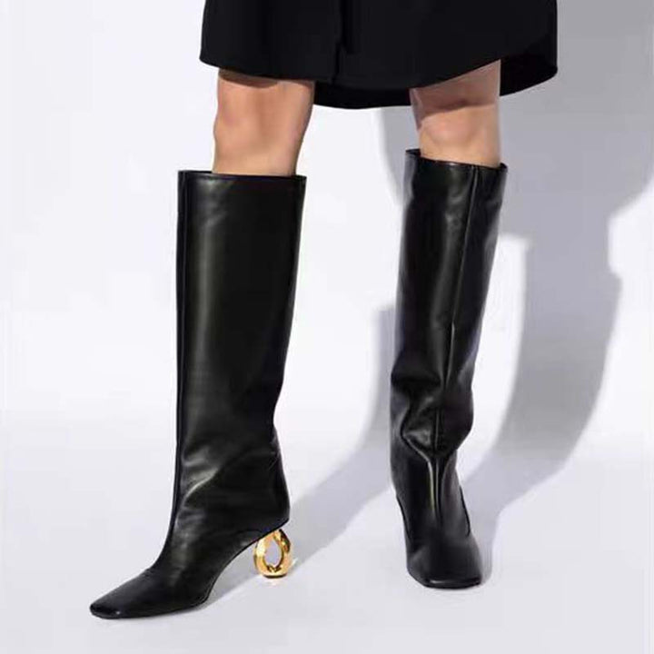 Femme Over-the-Knee Sleek Stiletto-støvler med unikke skulpturerede hæle Stilla