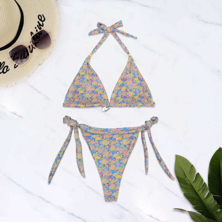 Dame triangel-bikini med farverigt blomsterprint og justerbare stropper Skovae