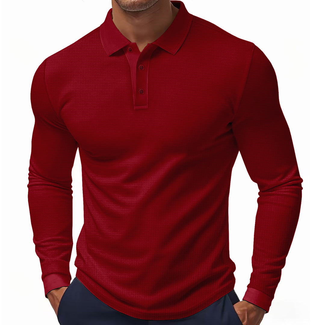 Herre langærmet poloshirt med struktureret design og moderne pasform Stilla