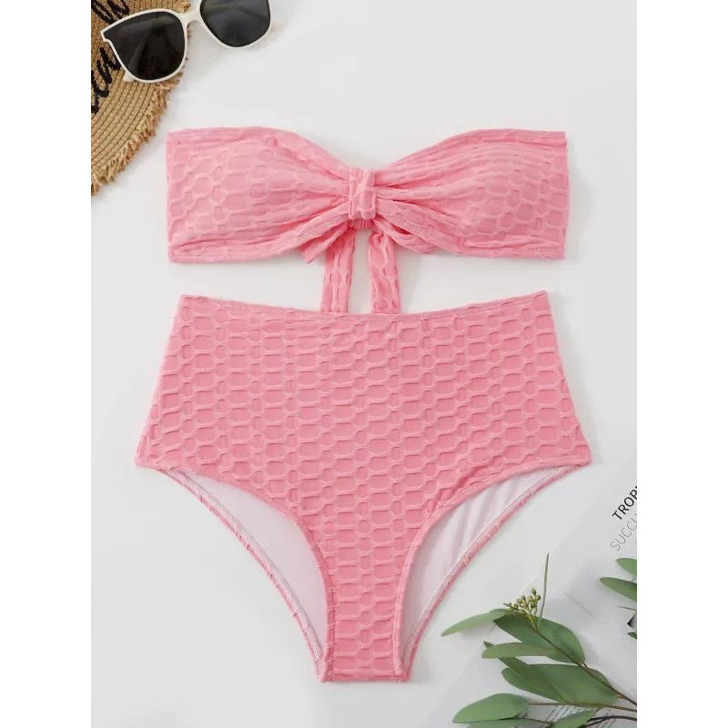 Dame højt skåret bikini med stilfuldt knudedetalje Skovae