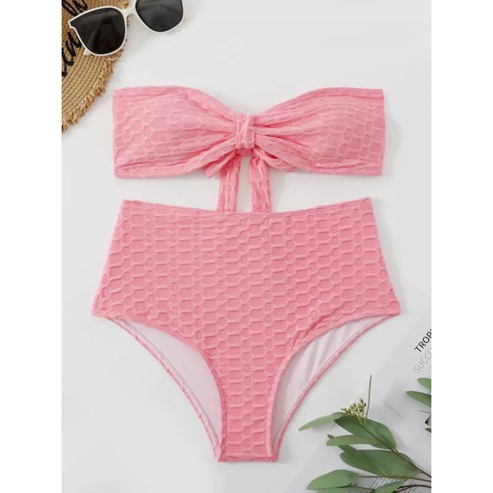 Dame højt skåret bikini med stilfuldt knudedetalje Skovae