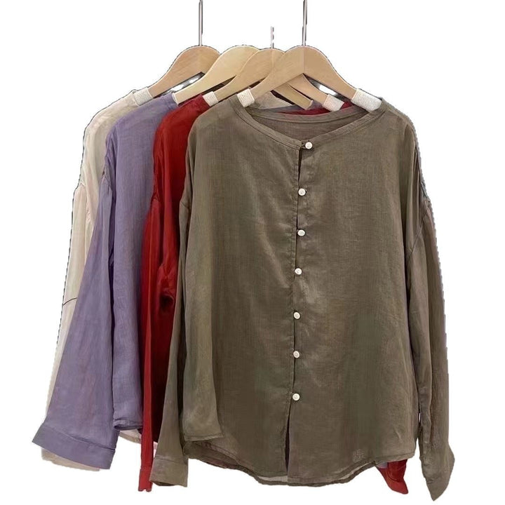 Femme Casual Letvægts Langærmet Knap Bluse Stilla