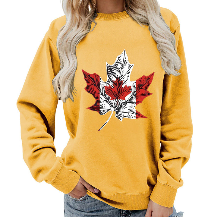 Kvinders sweatshirt med kreativt ahornbladmotiv og komfortabel pasform Stilla