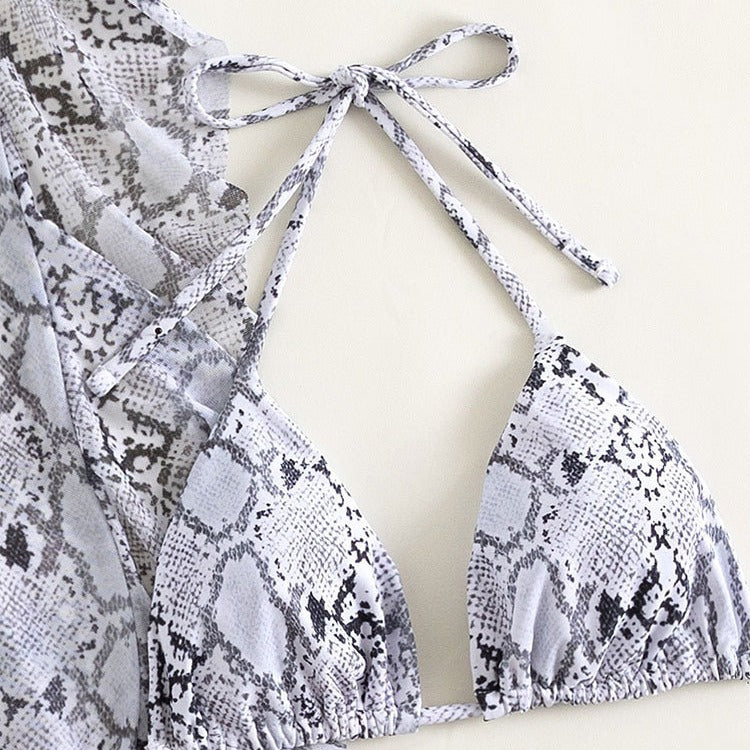 Dame slangeprint vikletop og bikini sæt Stilla