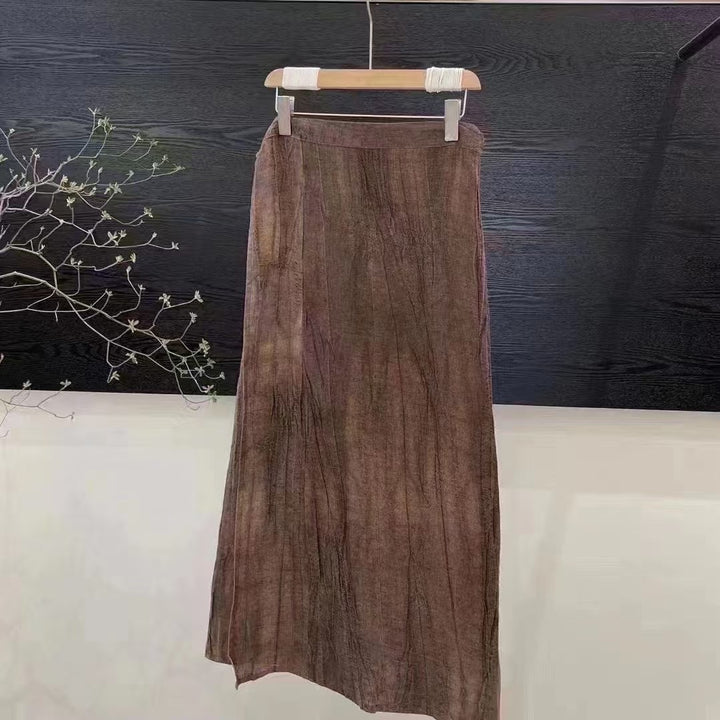 Femme Faltenmaxi-nederdel med struktureret finish Stilla
