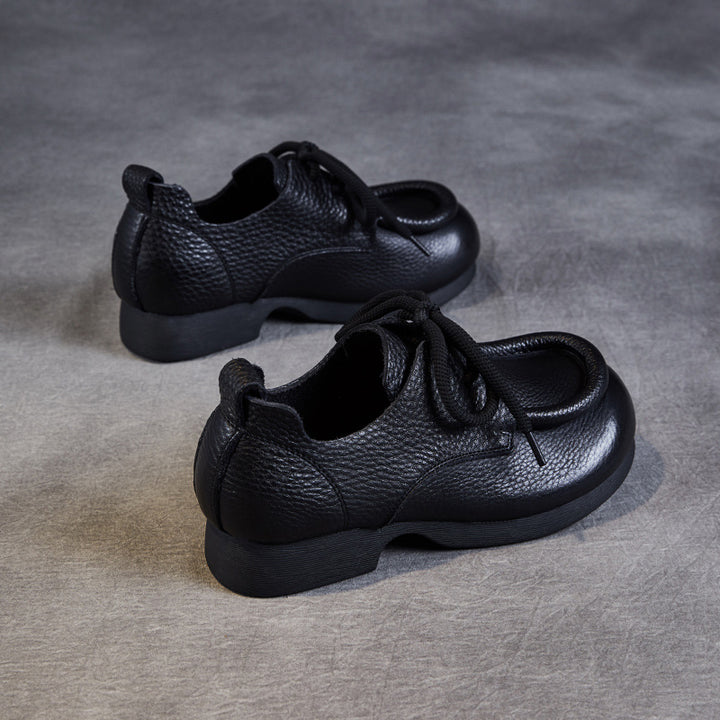 Dame vintage-inspirerede flade profil-snøre-Oxfords med struktureret læderoverdel Stilla