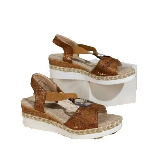 Dame Wedge-Sandaletter med moderigtige glimmer-effekt og justerbart remdesign Stilla