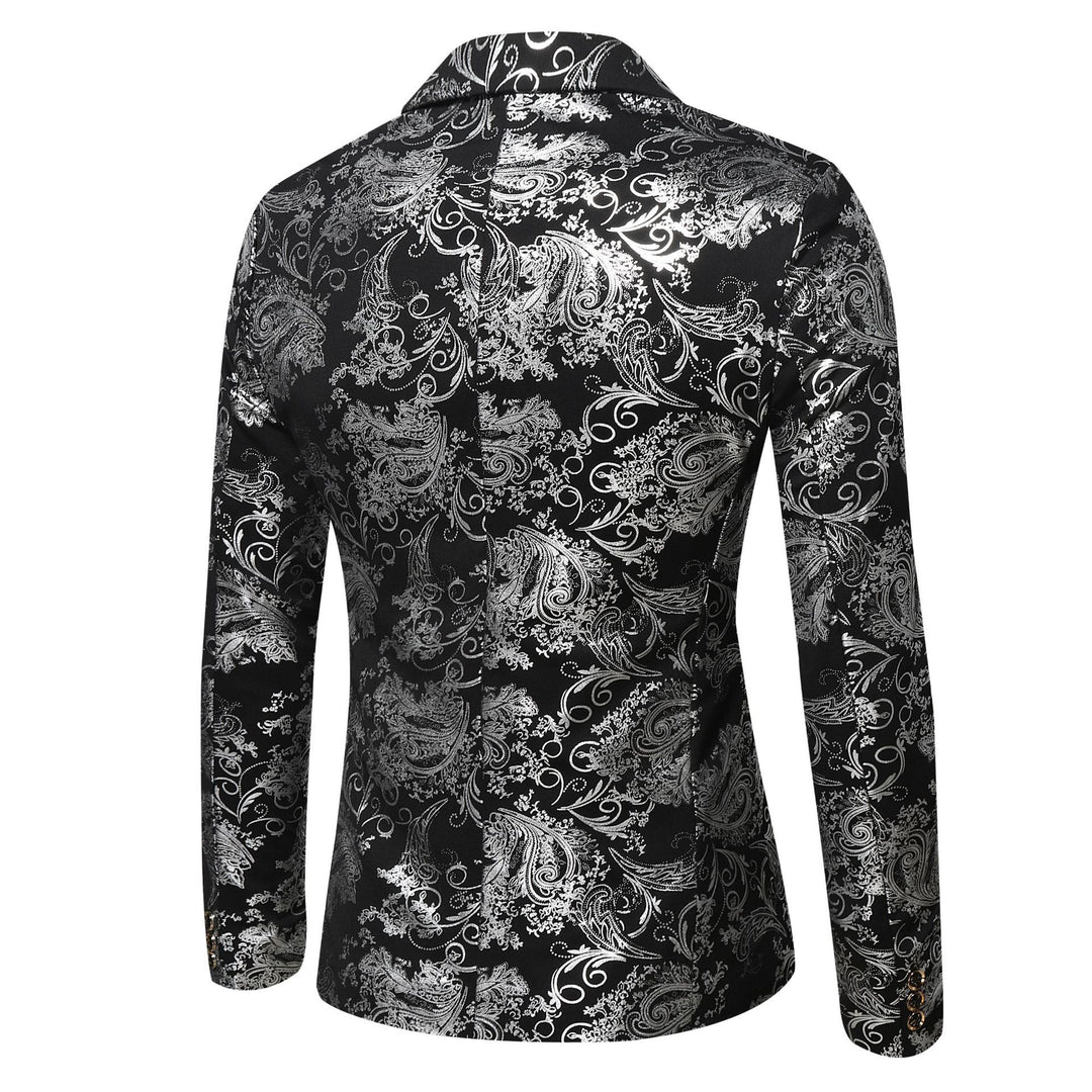 Herre elegant metallisk floraltryk blazer Stilla