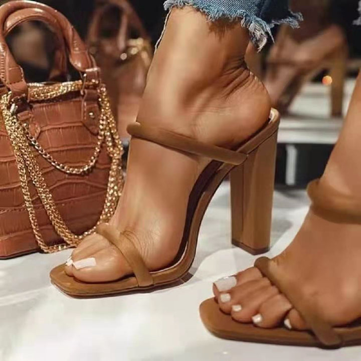 Dame High-Heel Sandaler i elegant slangeskinn-look med elegante stropper Stilla