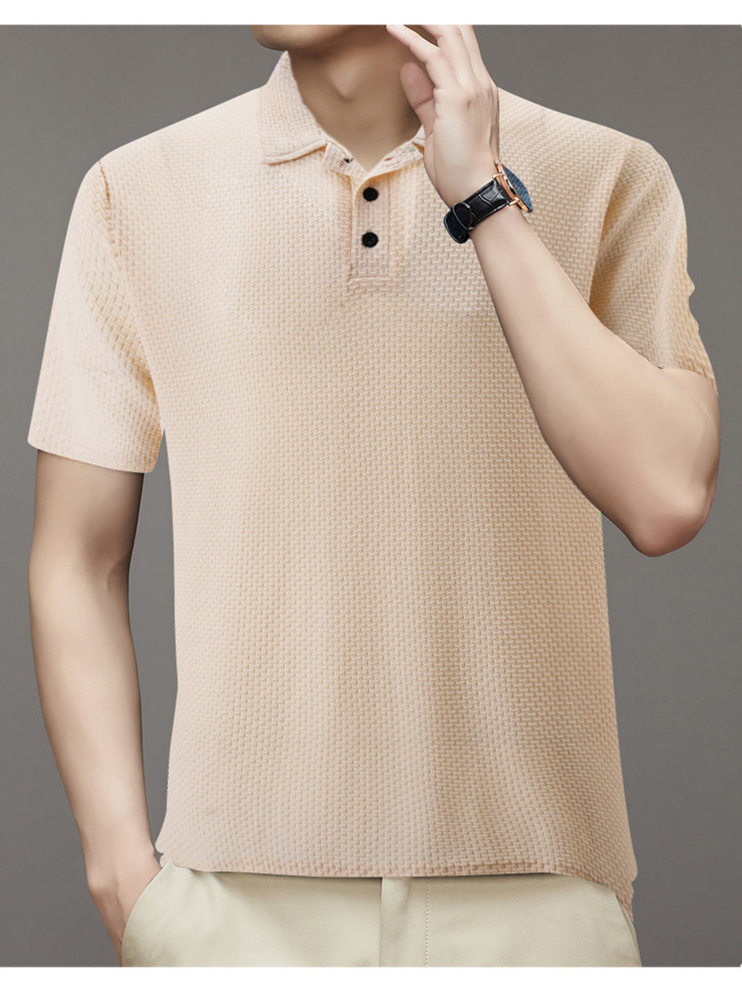 Herrer Struktur Polo Shirt Stilla