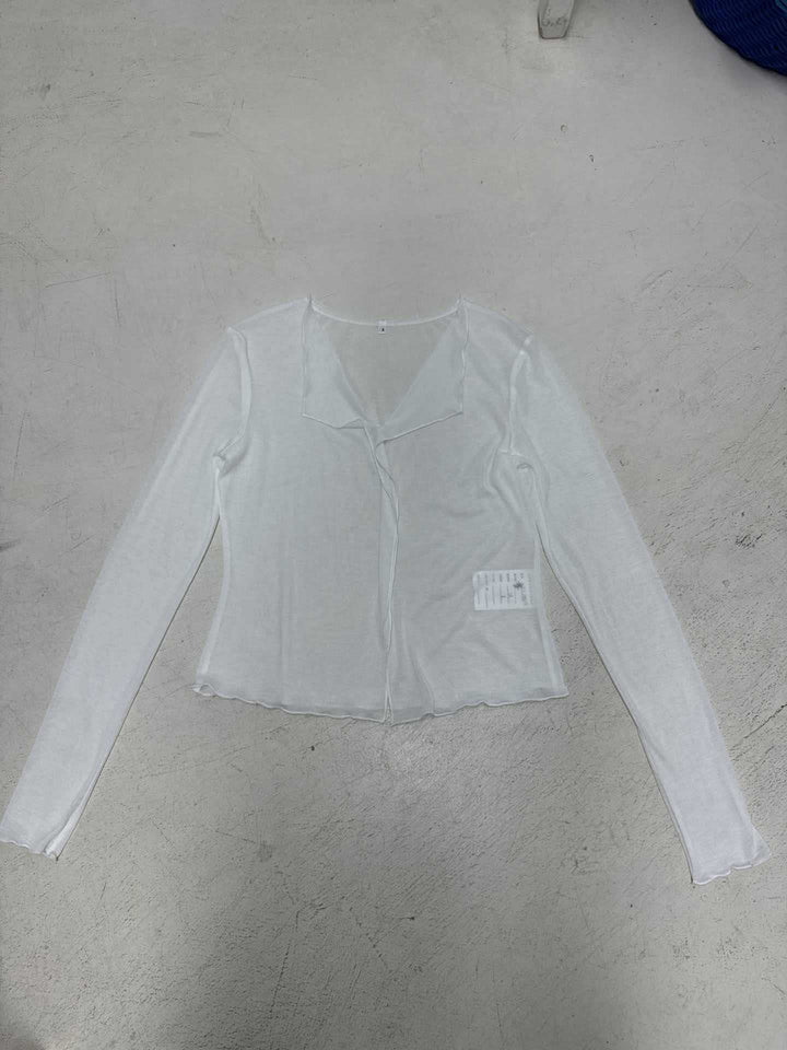 Dame lette chiffon-top med voluminøse flæsedetaljer Skovae