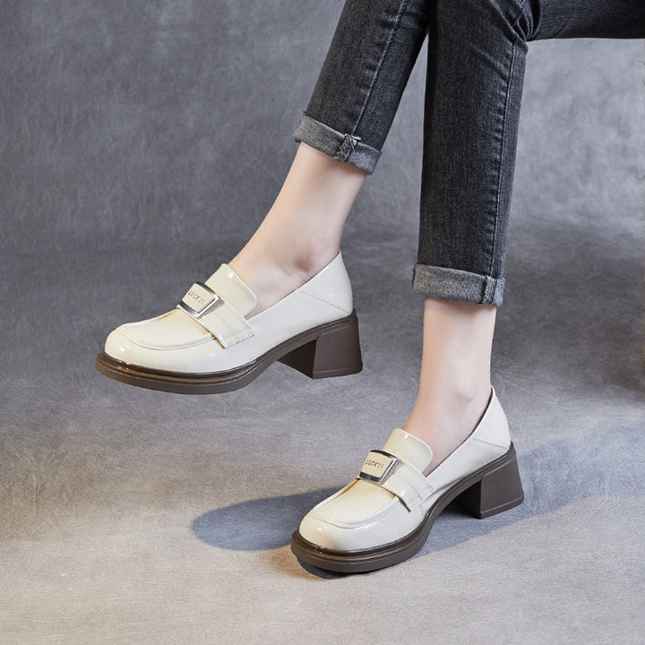 Dame Klassisk Læder Blokhæl Slippers Stilla
