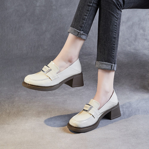 Dame Klassisk Læder Blokhæl Slippers Stilla