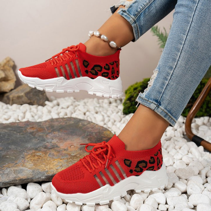 Dame Sporty Komfort Sneakers med stilfuld leopardmønster Stilla