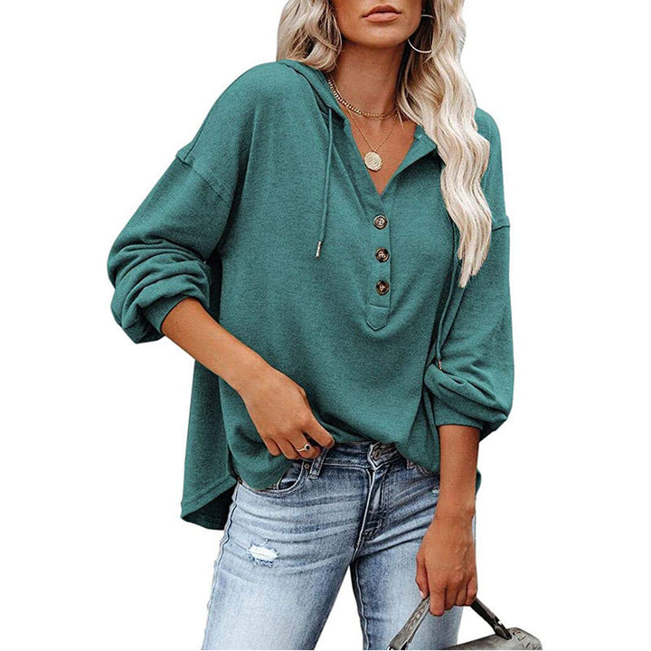 Dame afslappet hoodie med knaplukning Stilla