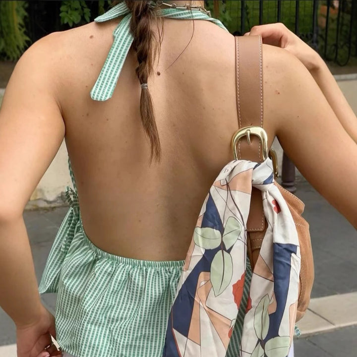 Femme Rüschen Peplum Halter Top Stilla