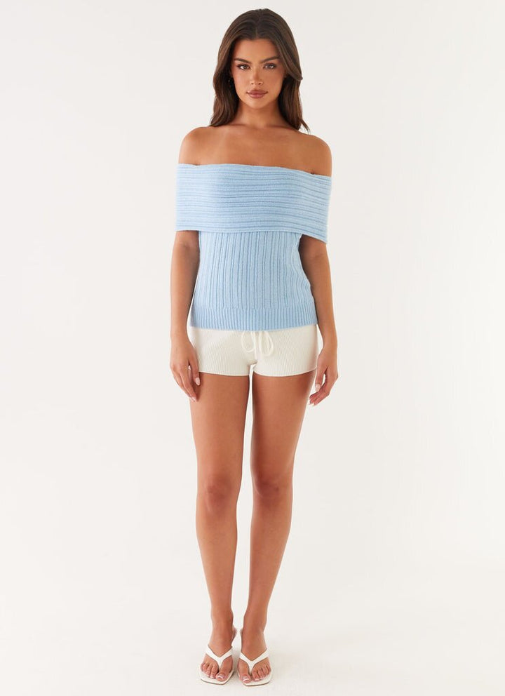 Dame Off-Shoulder Striktrøje med Ribstruktur Skovae