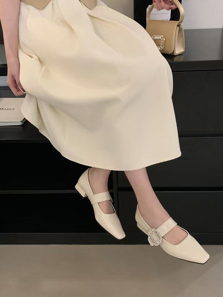 Dame Elegant Kvadre- tå-Mary-Jane- hæle med spænde- detalje Stilla