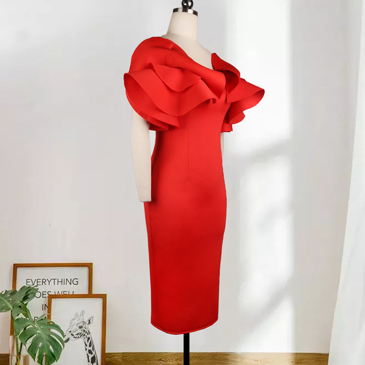 Dame Figurtilpasset Rynket Cocktailkjole Skovae