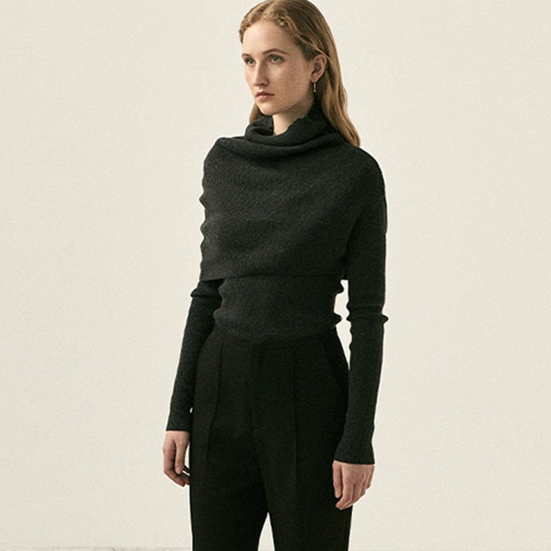 Kvinder elegant turtleneck sweater med asymmetrisk skæring Stilla