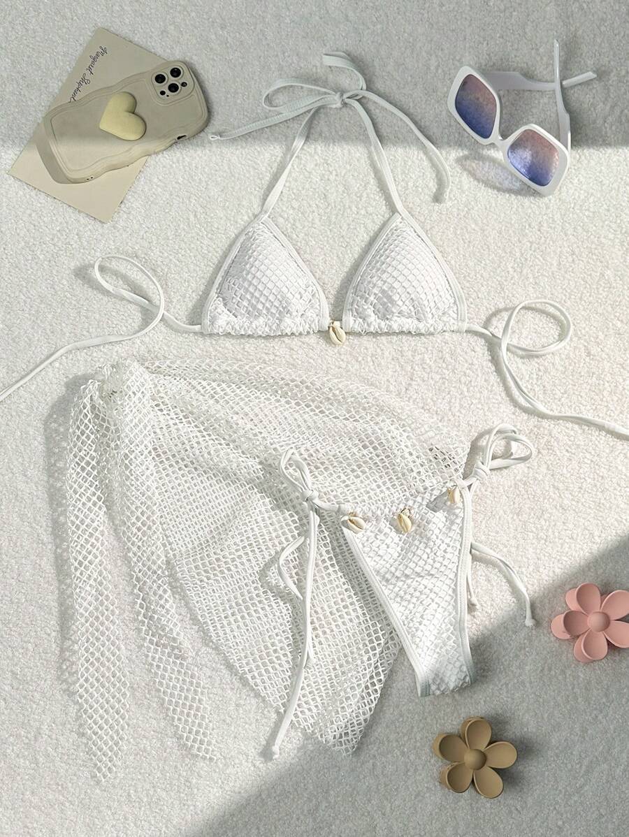 Dame Bikini-sæt med moderigtigt netdesign og elegante smykkedetaljer Stilla