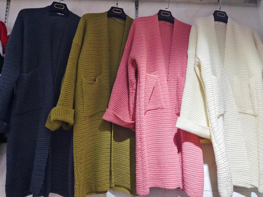 Kvindernes chunky strik cardigan med åbne lommer og afslappet pasform Stilla