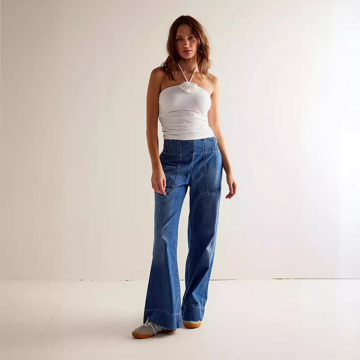 Damer Løse Højtaljede Jeans med sidelommer og afslappet pasform Stilla