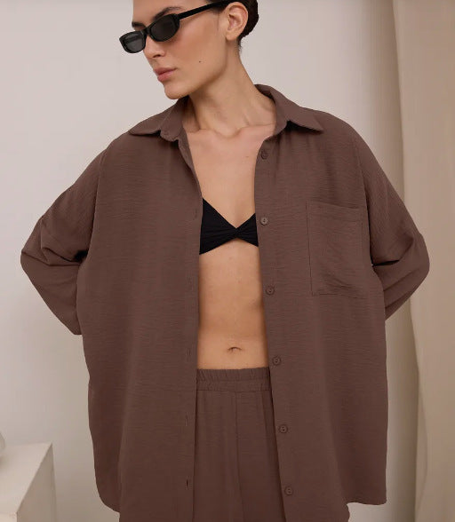 Dame afslappet oversized skjortejakke med fint stof Stilla
