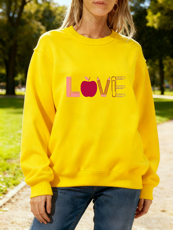 Kvinders sweatshirt med kreativ kærlighedsmotiv Stilla