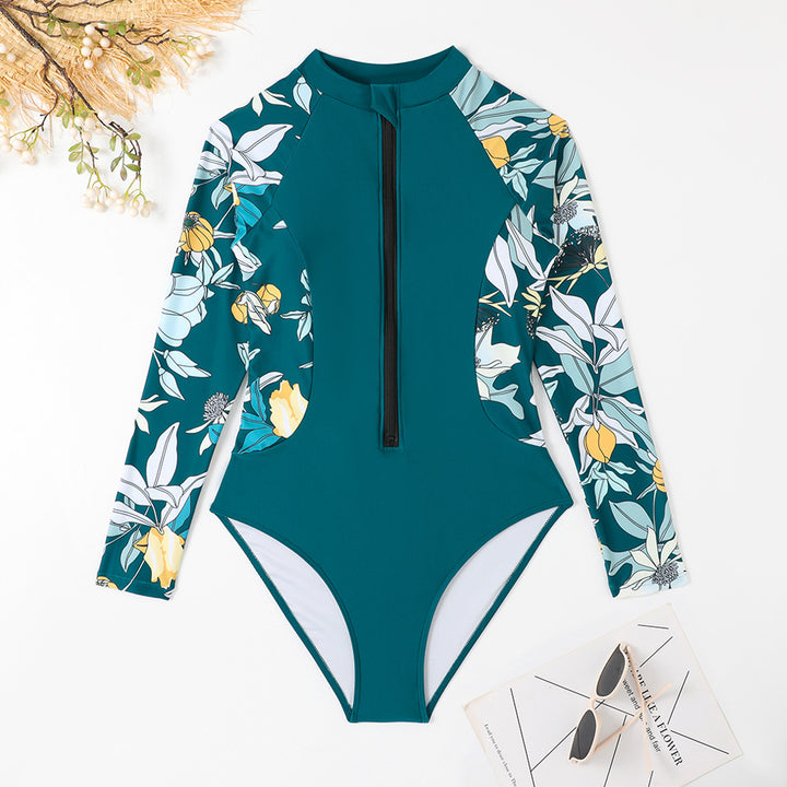 Damer Enstykke Badetøj med lange ærmer og blomsterdesign Stilla