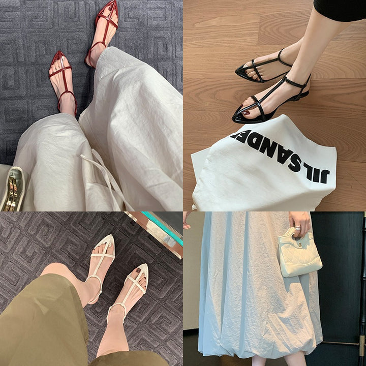 Damer Elegante Rem Sandaler Flade med Justerbar Ankelsnor Stilla