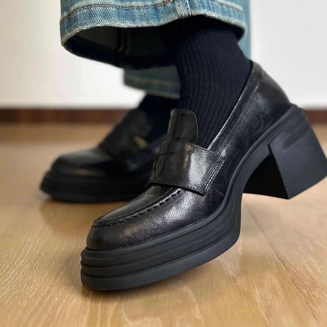 Dame Elegante Loafers med tyk gummisål og blødt læder Stilla