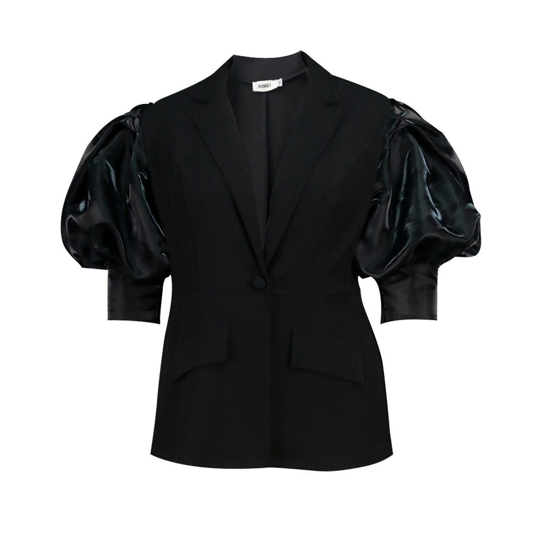 Dame blazer med voluminøse puffærmer Skovae