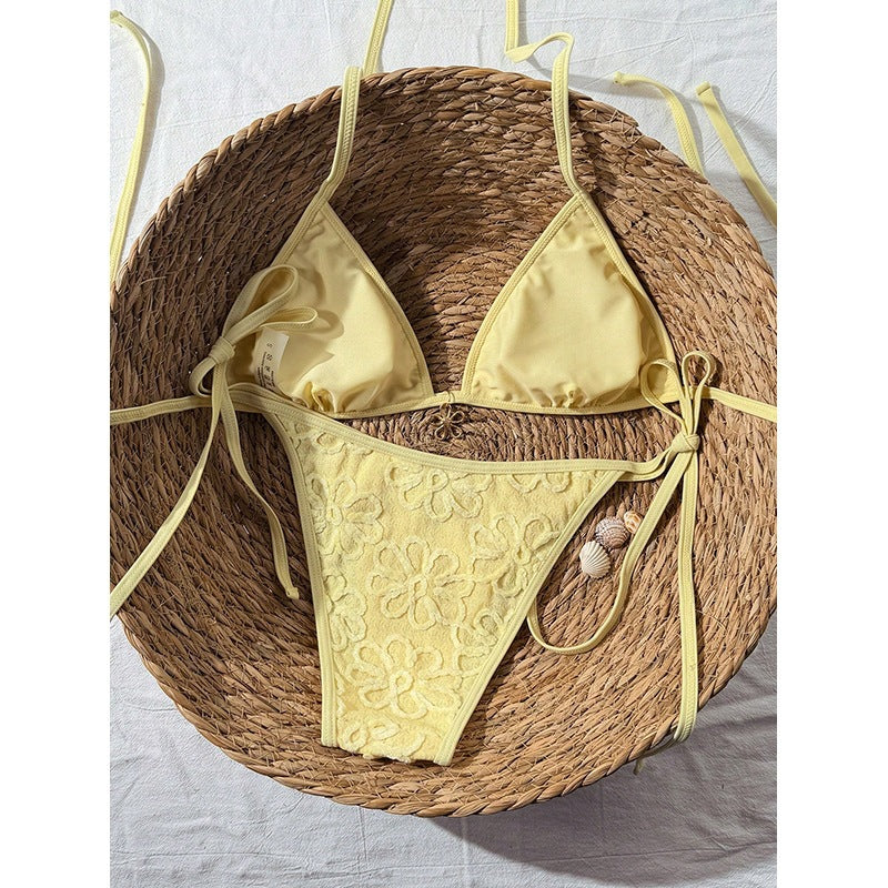 Dame Triangel-bikini med blomster 3D-mønster Skovae