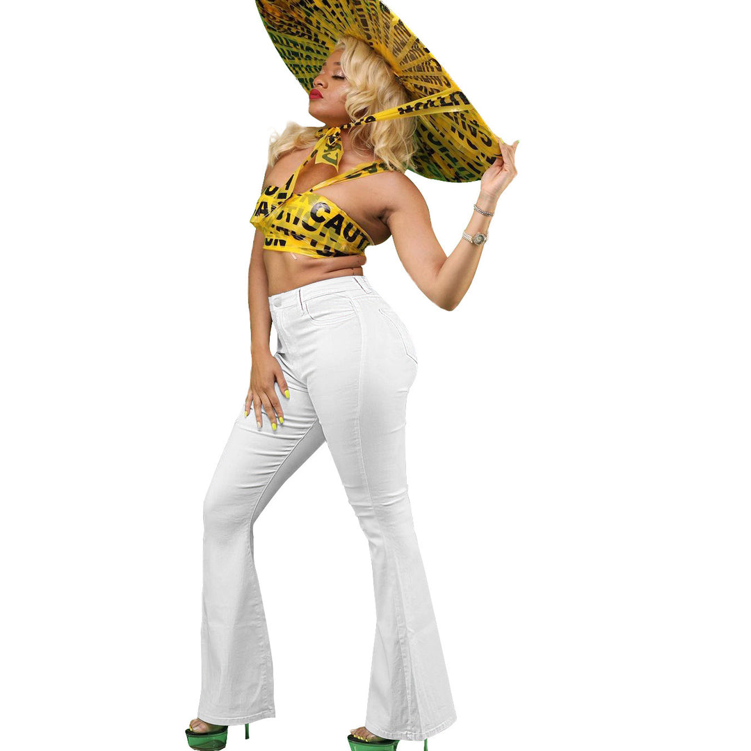 Dame Crop-Top med iøjnefaldende grafikdesign og fantasiovertræk Stilla