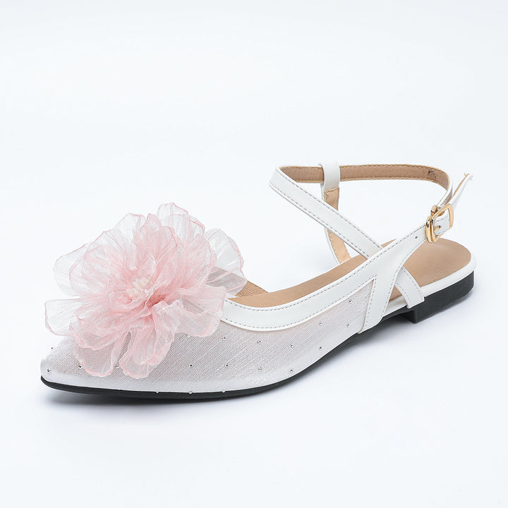 Dame Slingback Sko med dekorativ blomsterdetalje og åndbart overmateriale Stilla